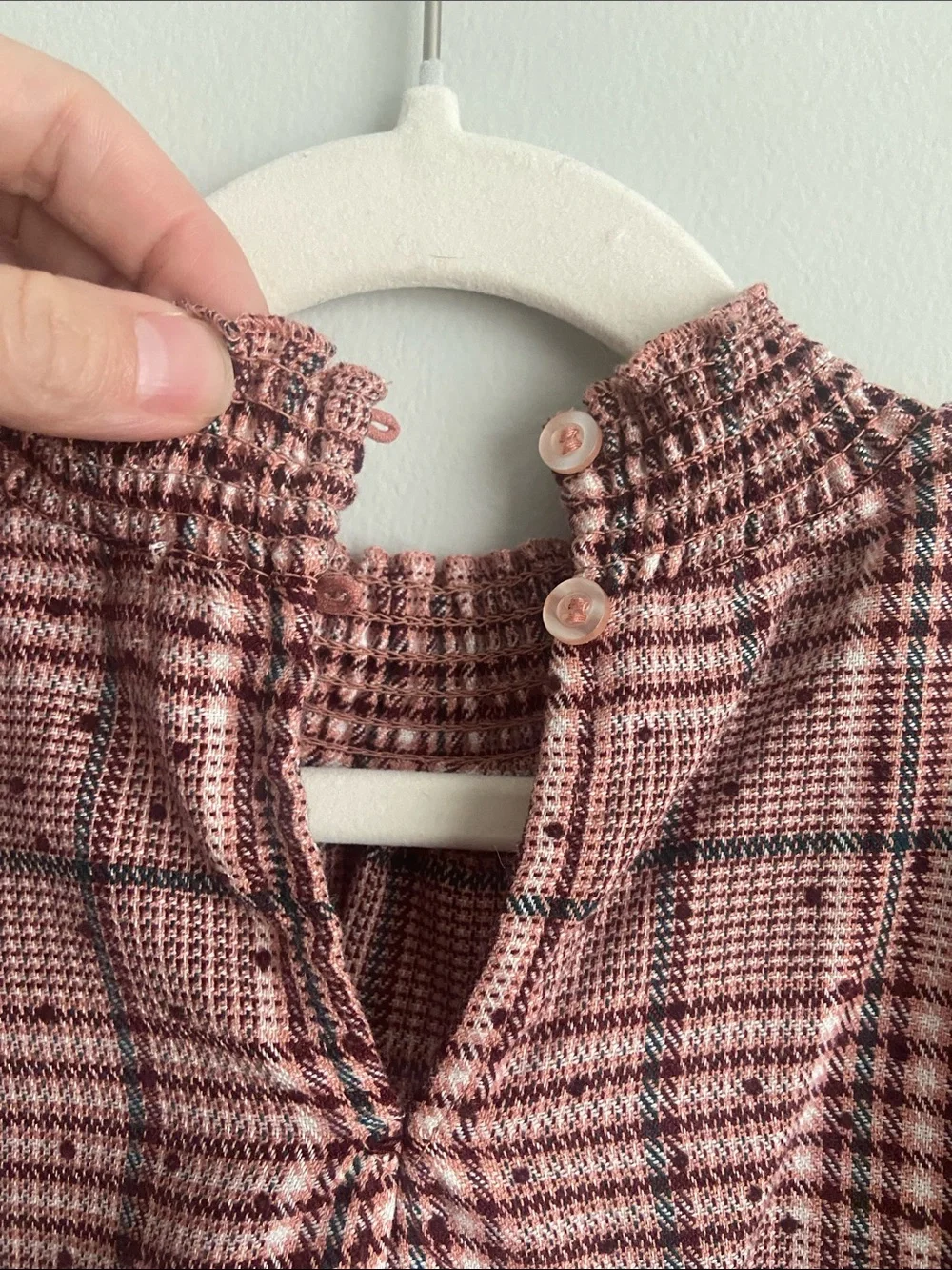 Plaid Smocked Dress with Gray Ribbed Vest and Faux Fur Collar size 6 girls